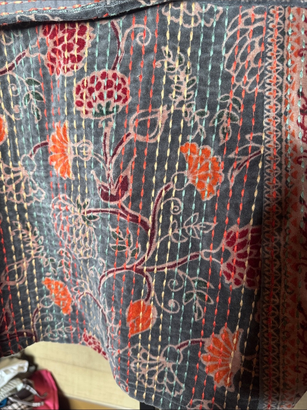 Pilcro Anthropologie Quilted Velvet Floral Jacket One Size - Picture 8 of 8